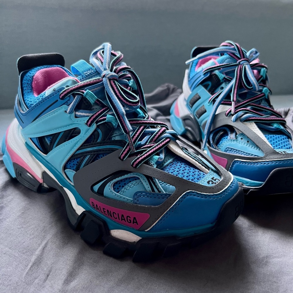 Balenciaga Blue Pink Track Runner Sneakers - Size 5